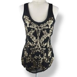 Express Tank Top Womens Size Medium Gold Sequin‎ Indie Sleaze Party Top Festival